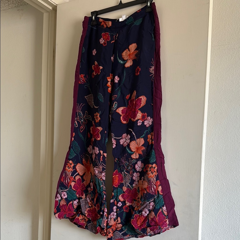 Anthropologie- Floral Wide-Leg Pants Fun and Flowy